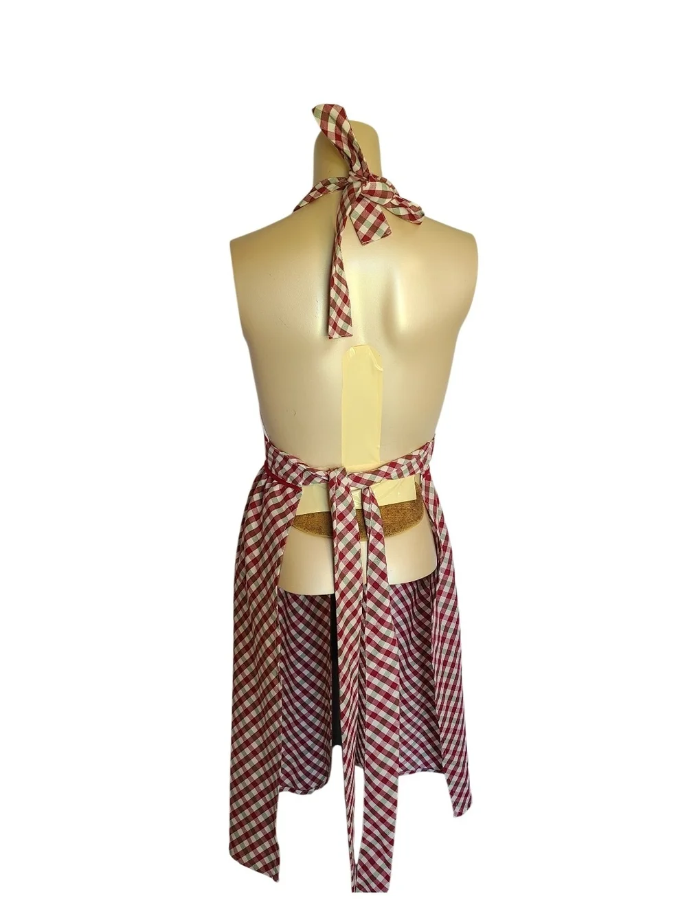 Inspired Treasures Cardinal Gingham Bib Apron Holiday Retro Red Green Plaid